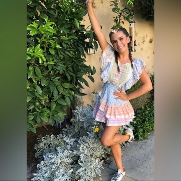 LoveShackFancy Leon Dress in Multi Rosebud Check Small - Picture 3 of 15